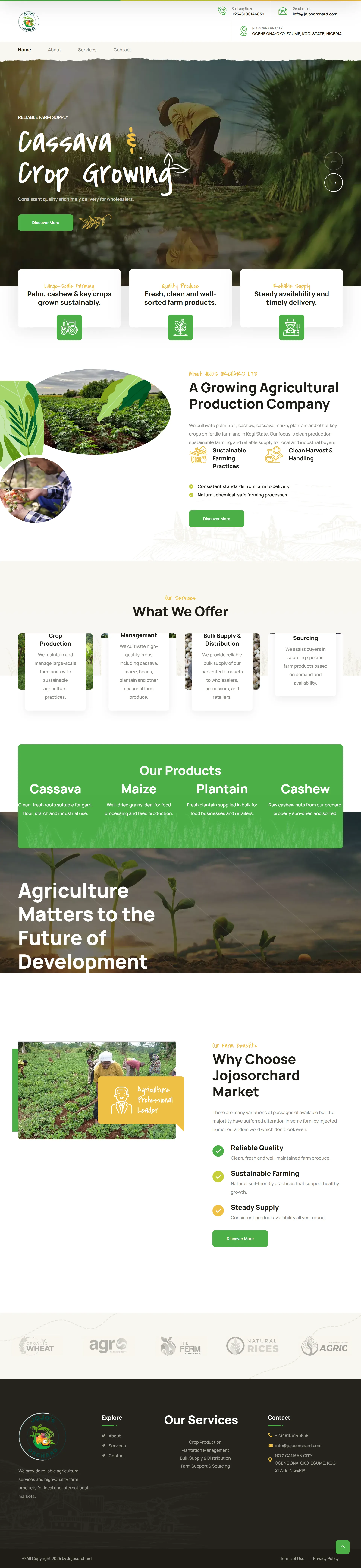 Jojo Orchard agricultural business website screenshot