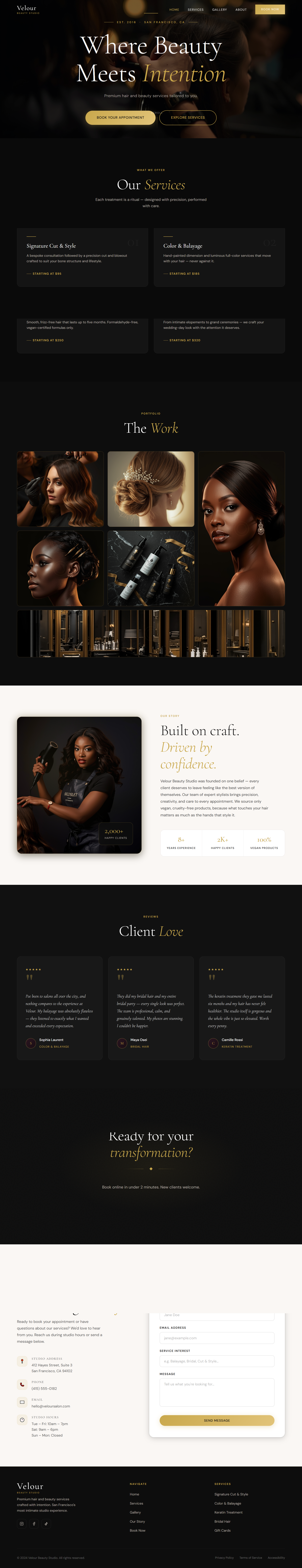 Velour Bridal hair booking and bridal salon demo screenshot